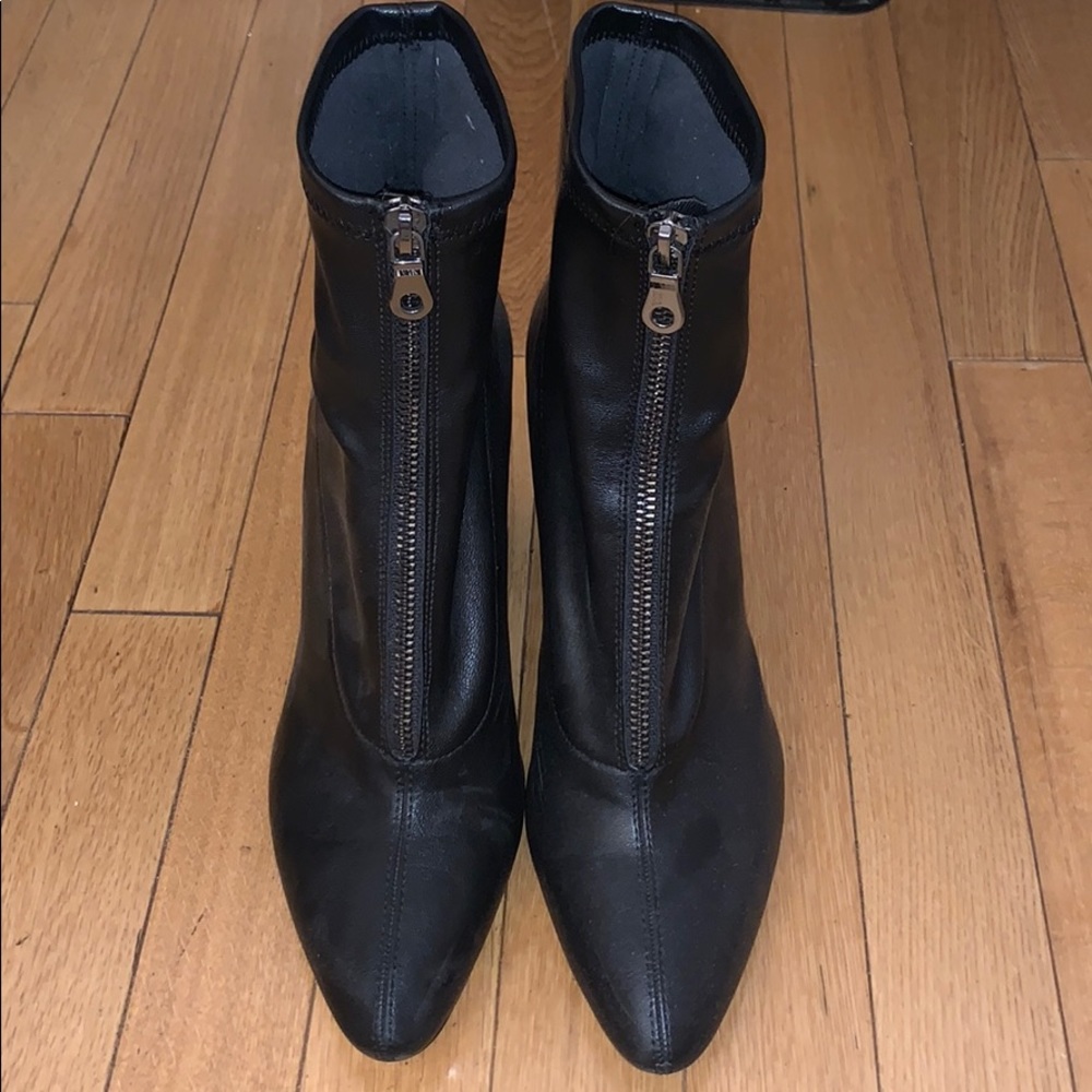 Zip Up Stacked Heeled Zara Booties Size 40/9